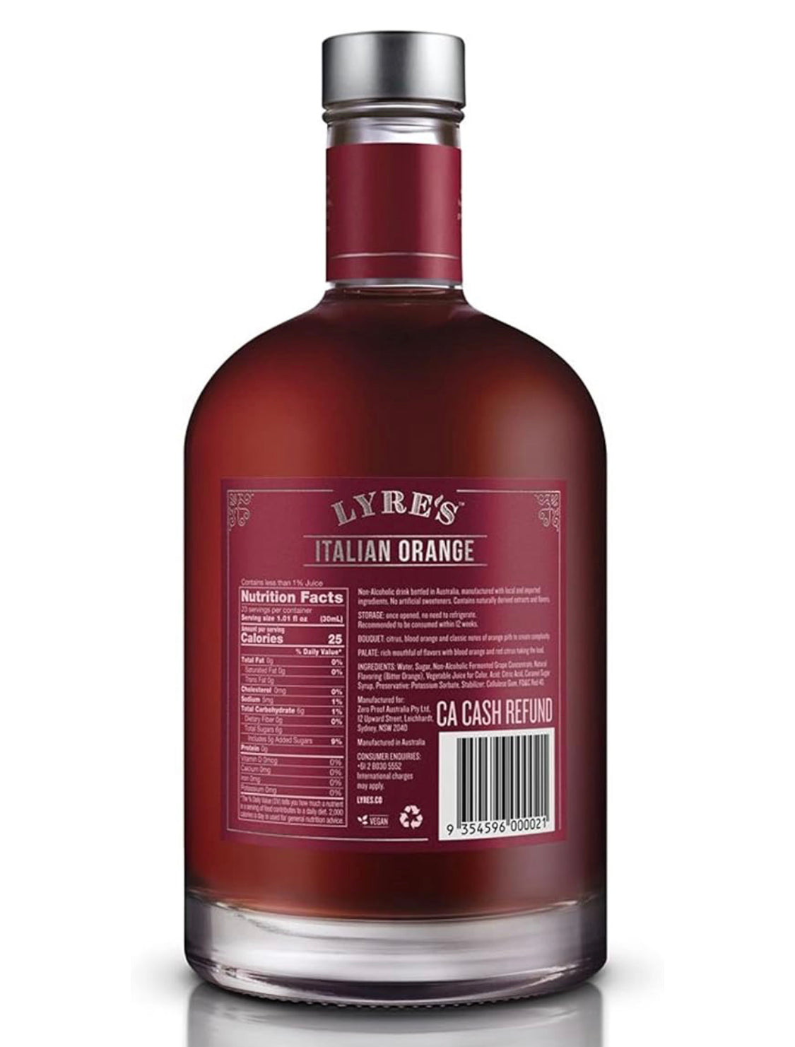 Bottle of Lyre's Italian Orange liquor with a visible label on a white background