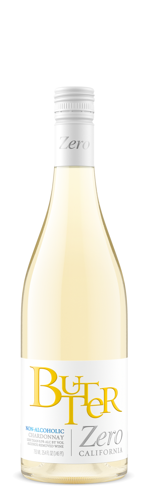 Butter Zero wine bottle on a white background