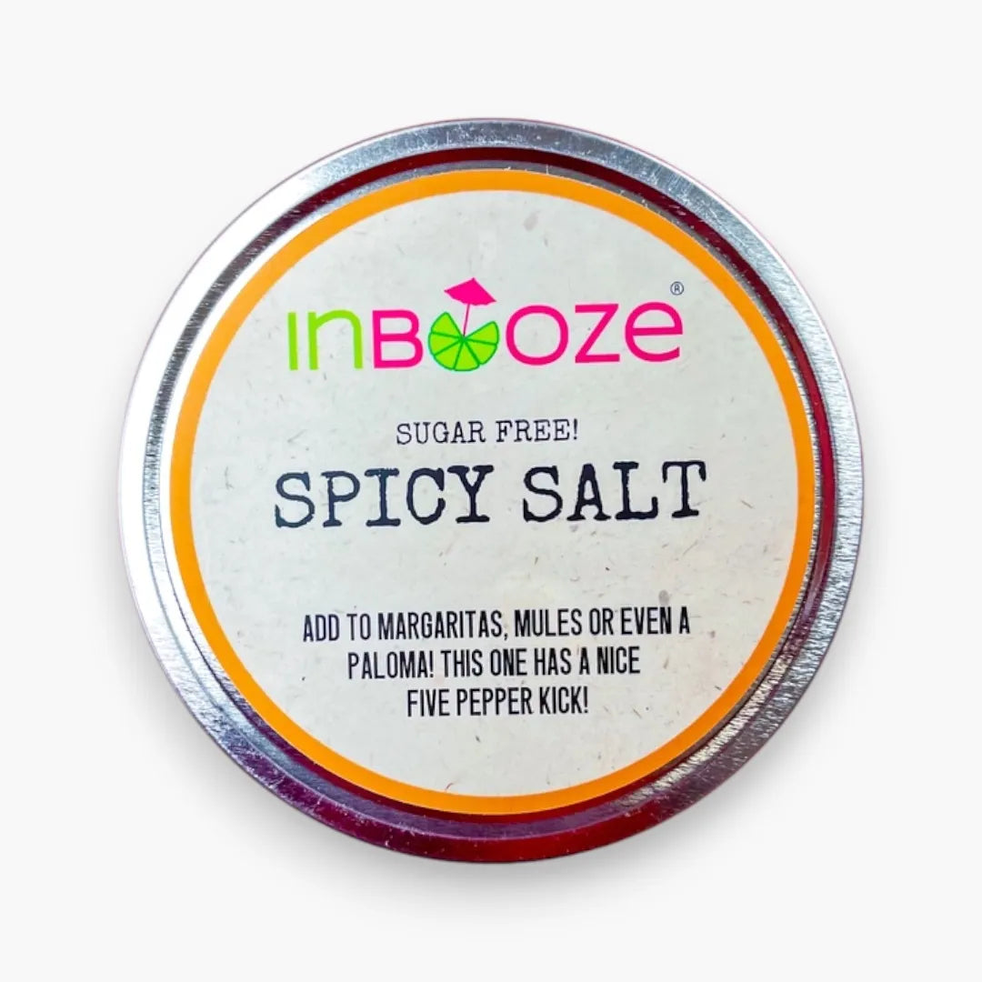 Spicy salt container with 'inBooze' branding on a white background
