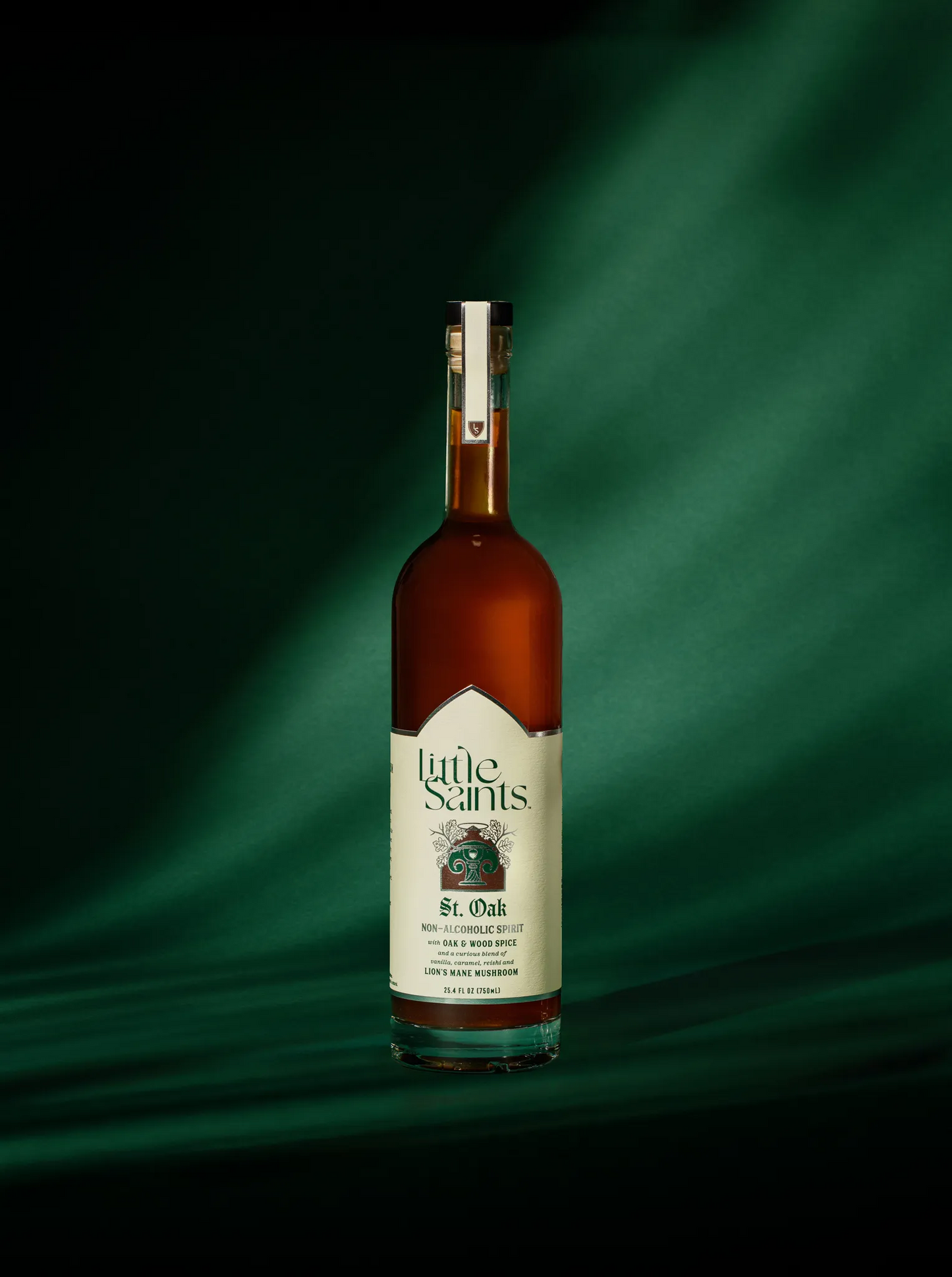 Bottle of Little Saints on a green background