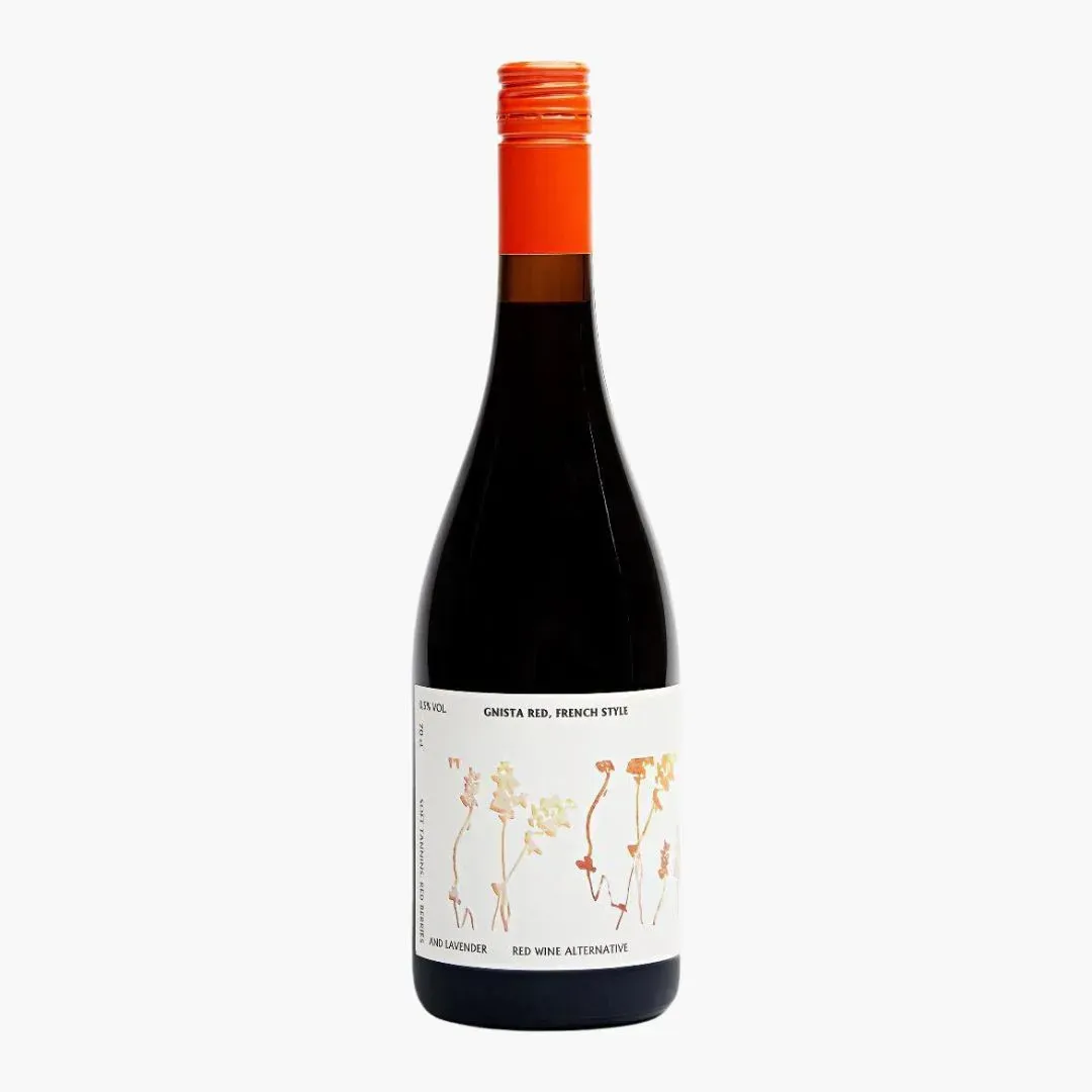 Wine bottle with an orange cap on a white background