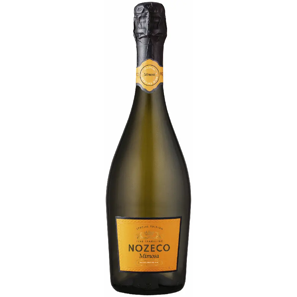 Bottle of Nozeco NA Mimosa on a white background