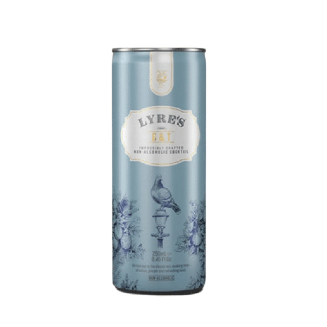 Lyre's gin can on a white background