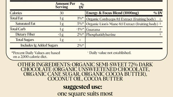 Supplement facts label for Brain Storm product on a beige background