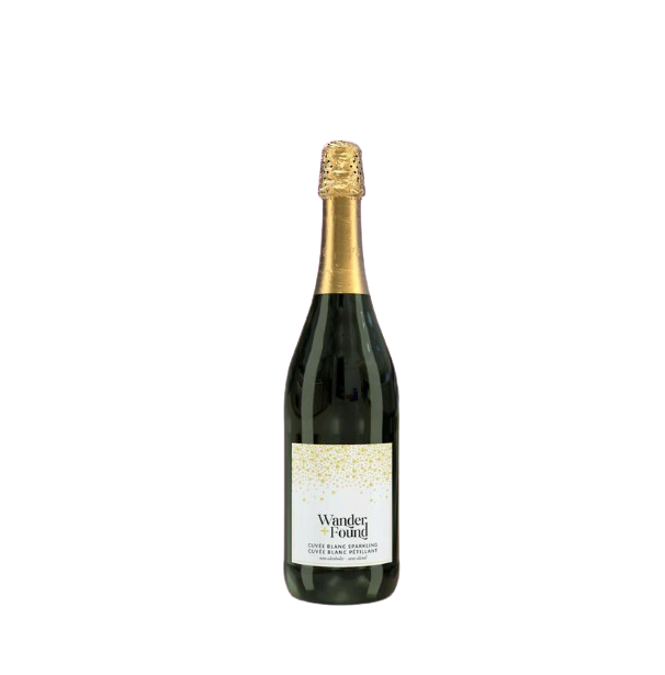 Bottle of sparkling wine on a white background