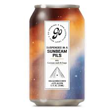 Beer can with a label on a white background