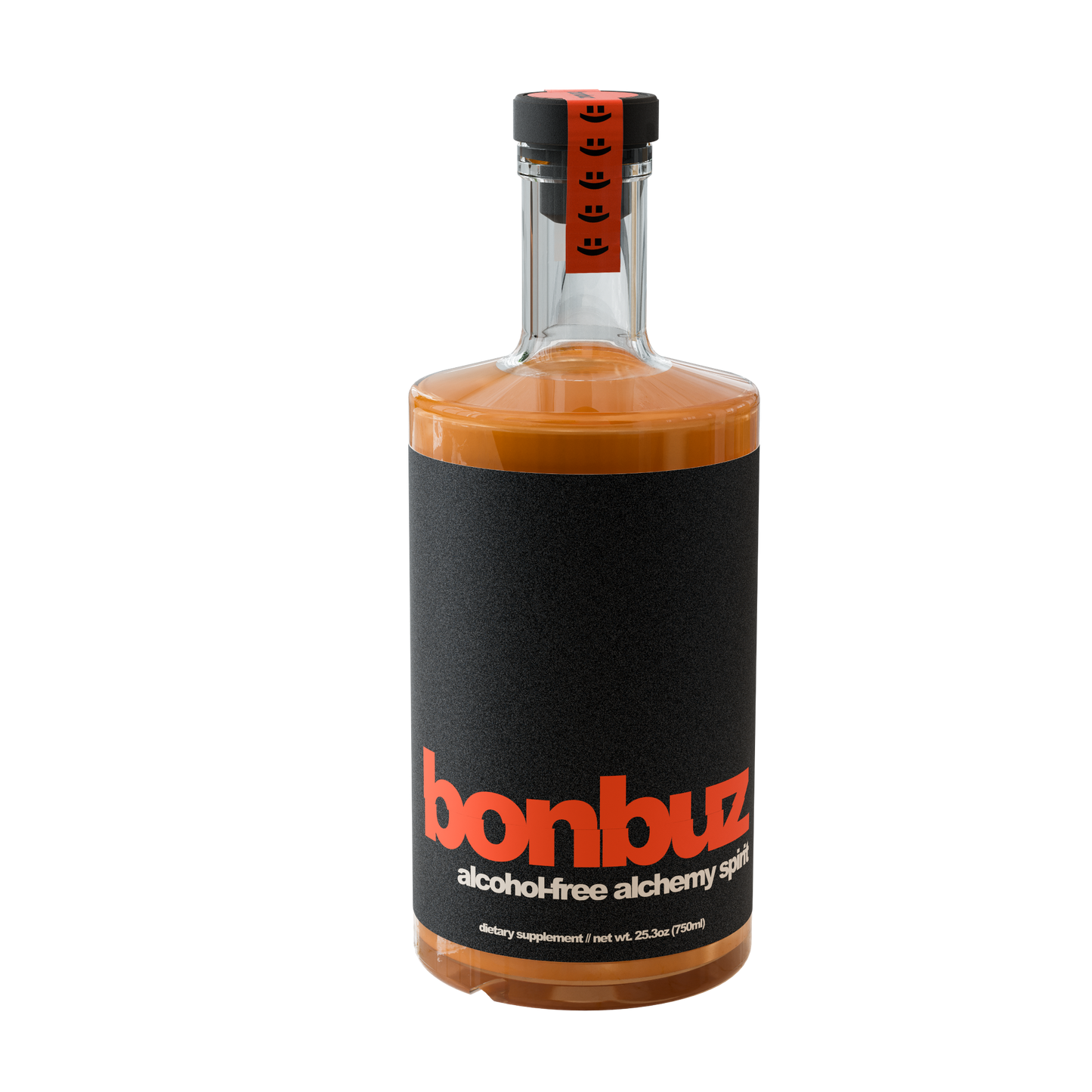 Bottle of bonbuz alcohol-free alchemy spirit on a white background
