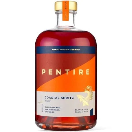 Bottle of Pentire Coastal Spritz non-alcoholic aperitif on a white background