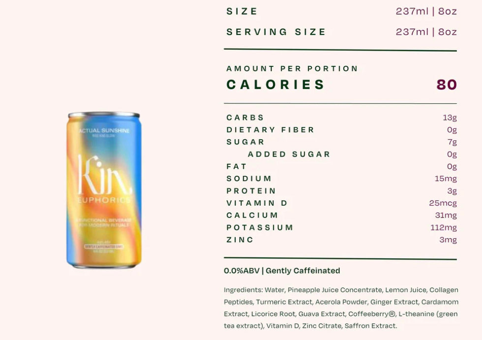 Kin can with nutritional information on a white background