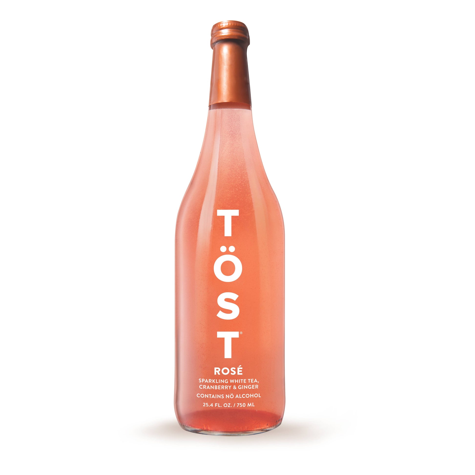 Bottle of Töst Rosé on a white background
