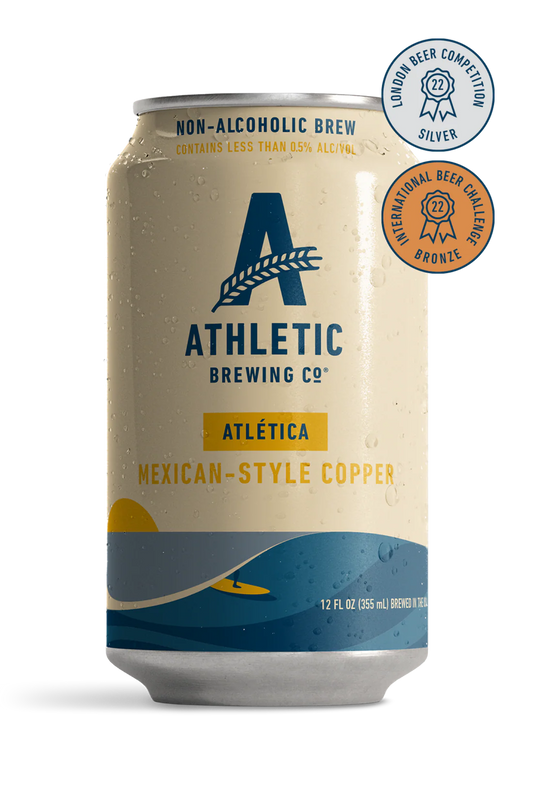 Athletic Brewing Co. can of Atlética Mexican-Style Copper beer on a white background
