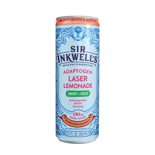 Can of Sir Inkwell's Adaptogen Laser Lemonade on a white background