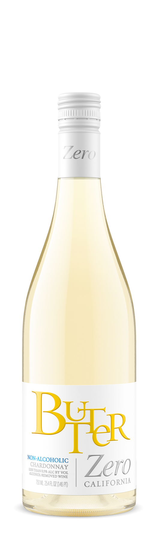 Butter Zero wine bottle on a white background