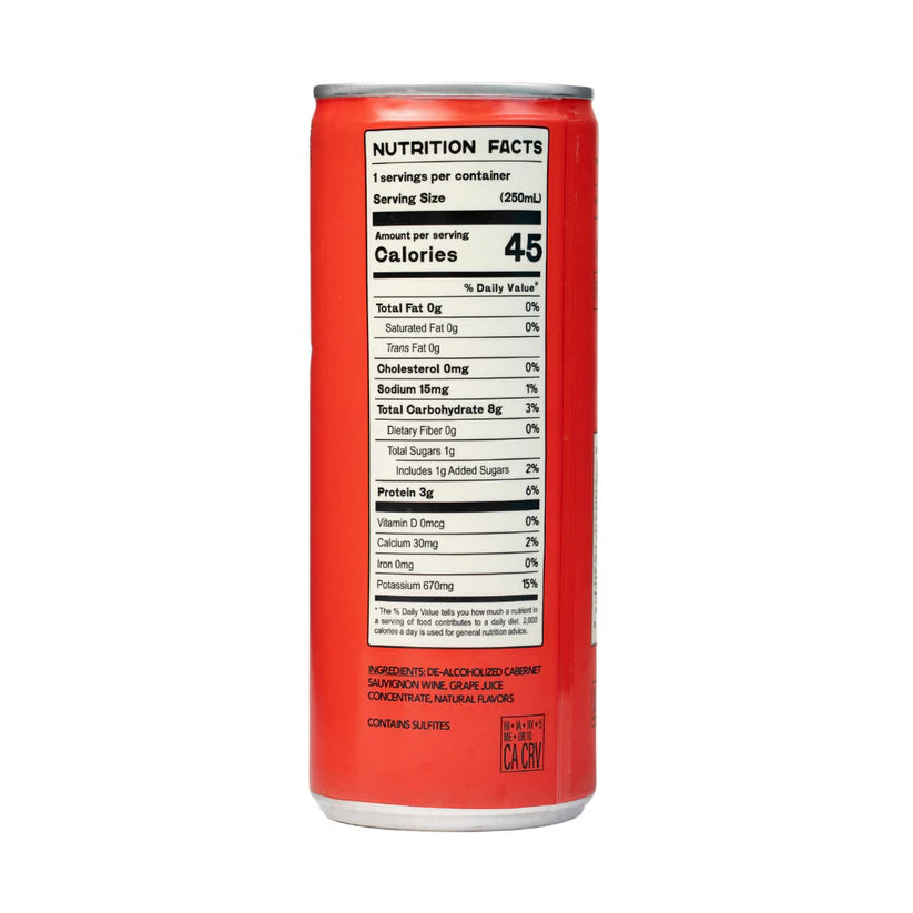 Red can with nutrition facts label on a white background