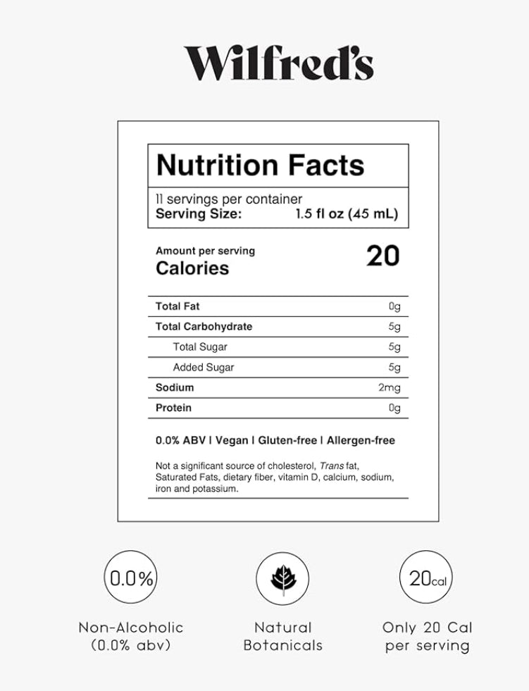 Nutrition facts label for Wilfred's product on a white background
