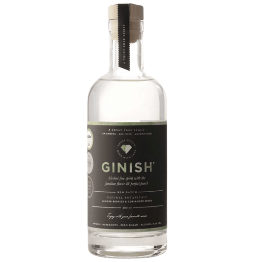 Ginish gin bottle on a white background