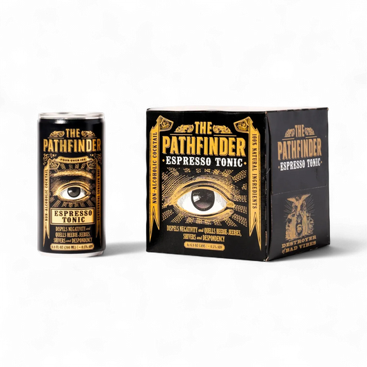 The Pathfinder Espresso Tonic can and packaging on a white background