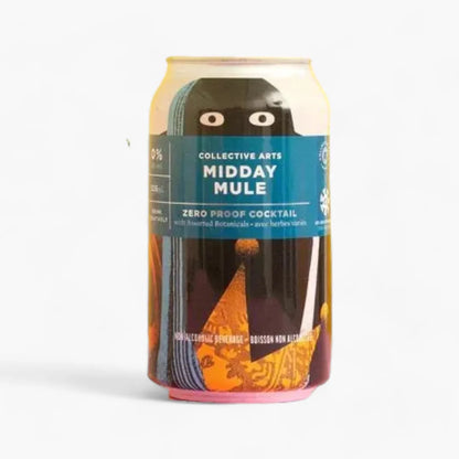 Can of Collective Arts Midday Mule zero proof cocktail on a white background