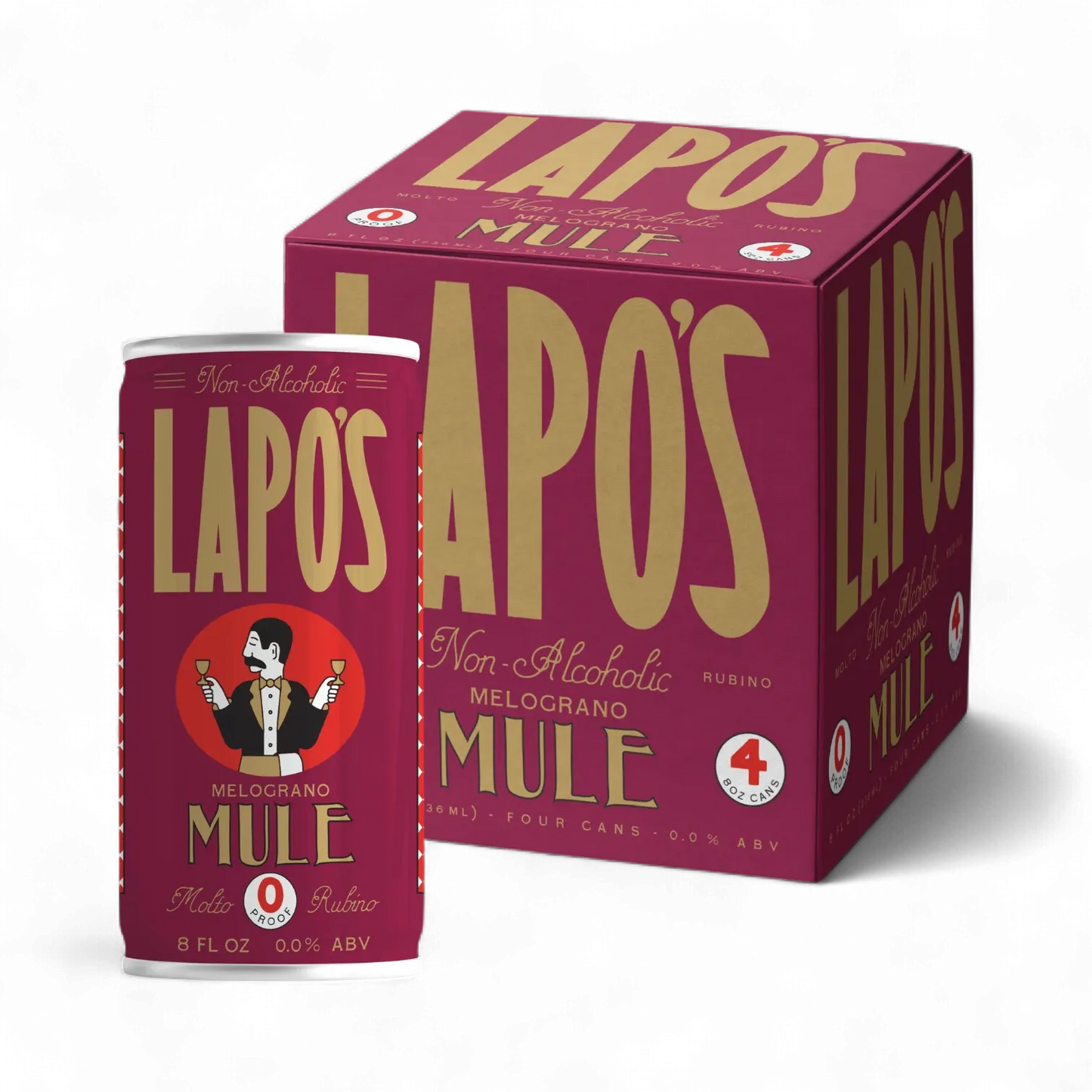 Lapos Non-Alcoholic Melograno Mule can and box on a white background