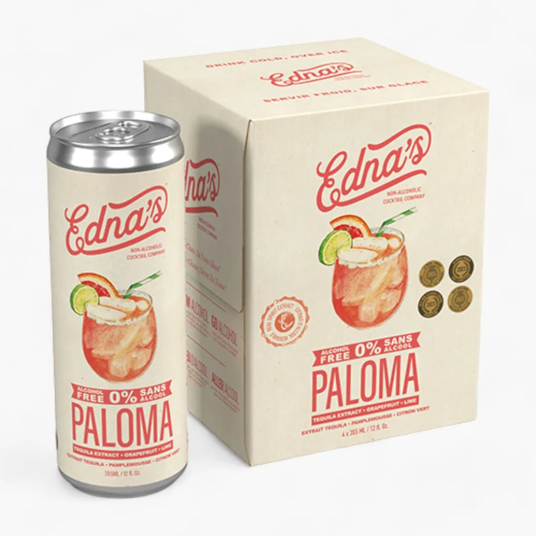 Edna's Paloma can and box on a white background