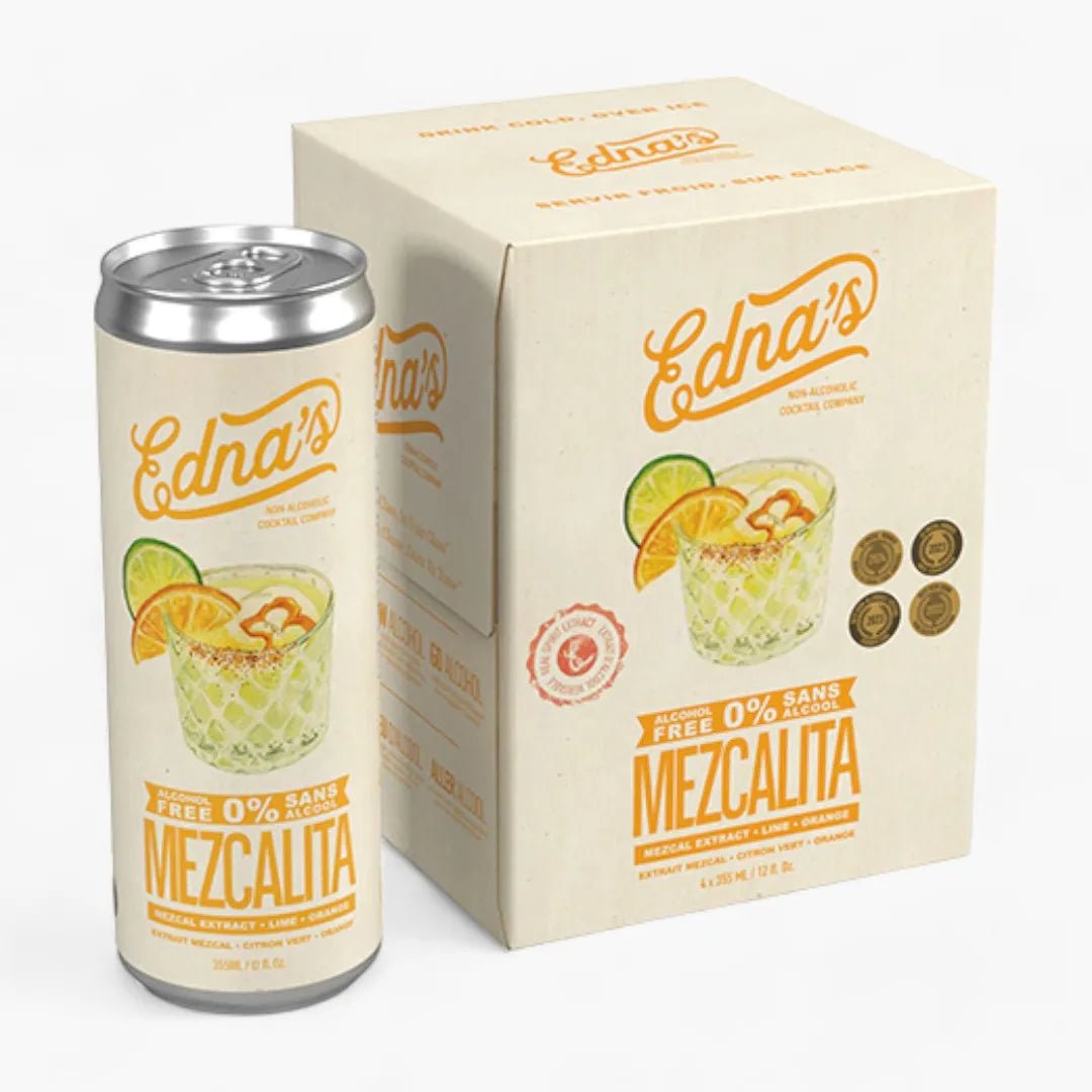 Edna's Mezcalita can and box on a white background