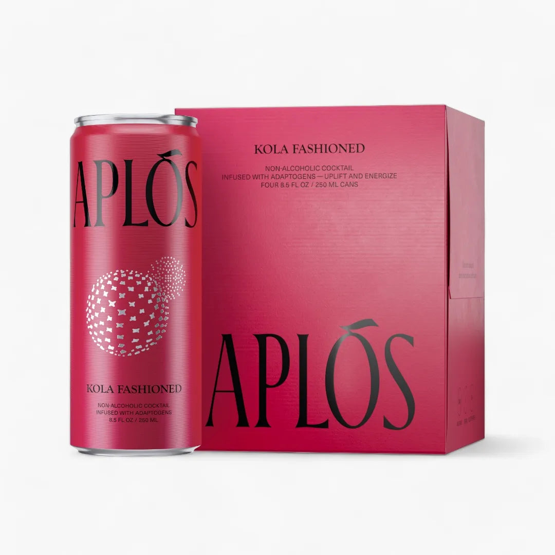 Aplós non-alcoholic cocktail can and packaging on a white background