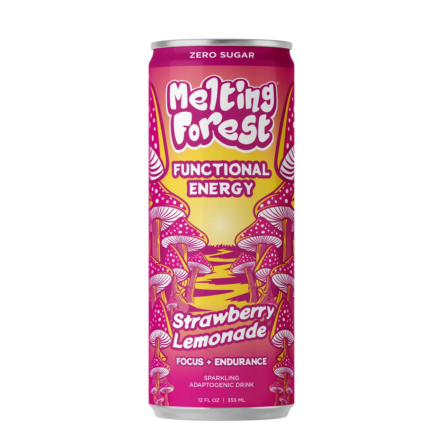 Melting Forest Strawberry Lemonade energy drink can on a white background