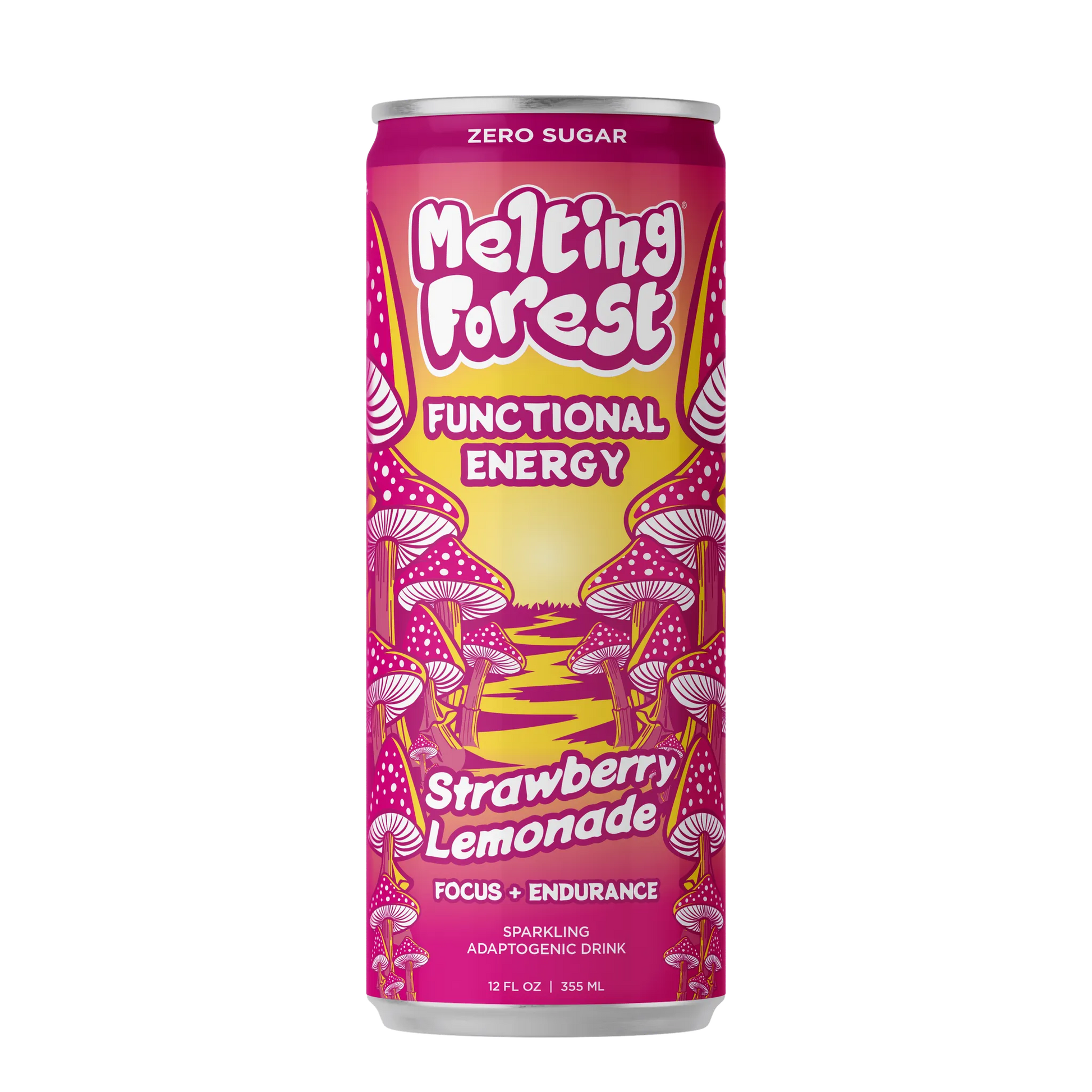 Melting Forest Strawberry Lemonade energy drink can on a white background