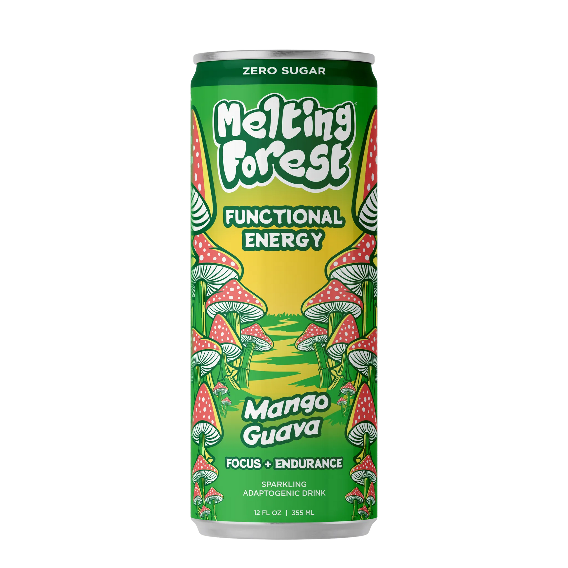 Melting Forest Mango Guava functional energy drink can on a white background