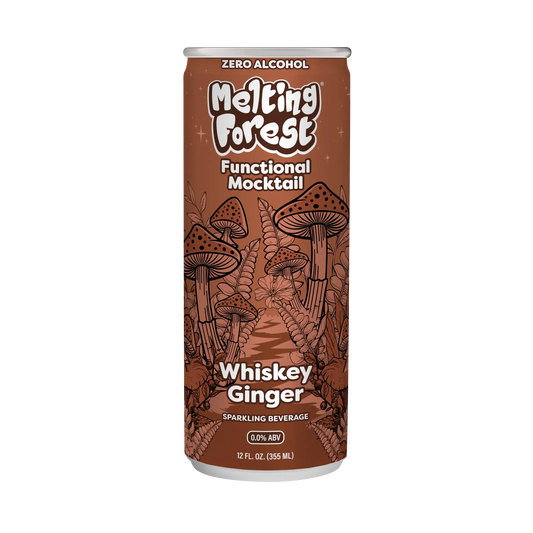 Melting Forest Whiskey Ginger mocktail can on a white background