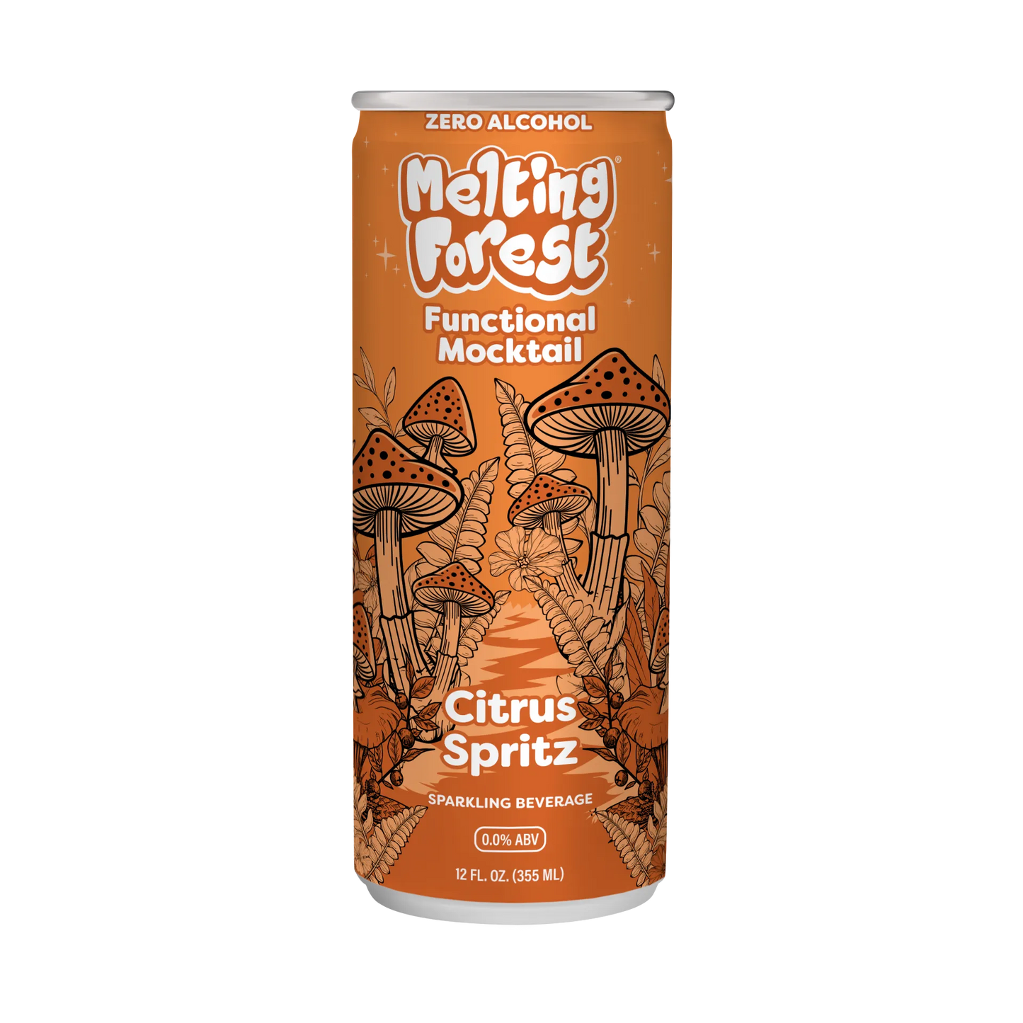 Melting Forest Citrus Spritz mocktail can on a white background