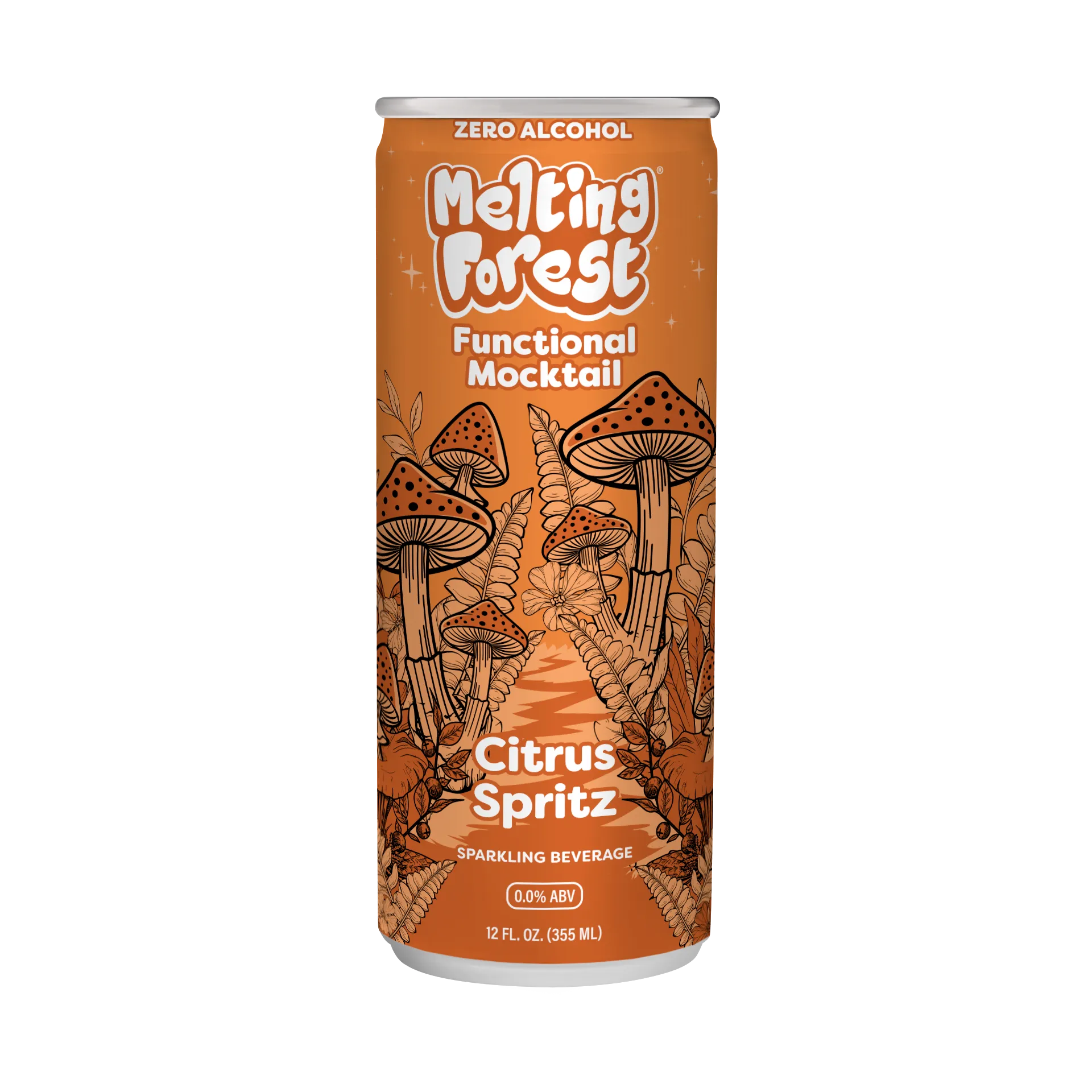 Melting Forest Citrus Spritz mocktail can on a white background