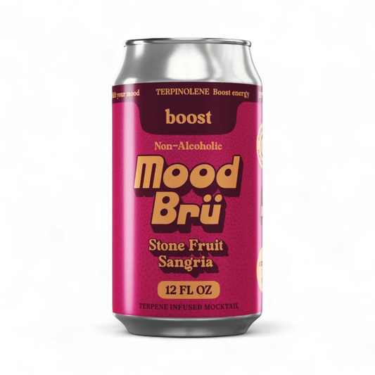 Mood Bru non-alcoholic stone fruit sangria can on a white background