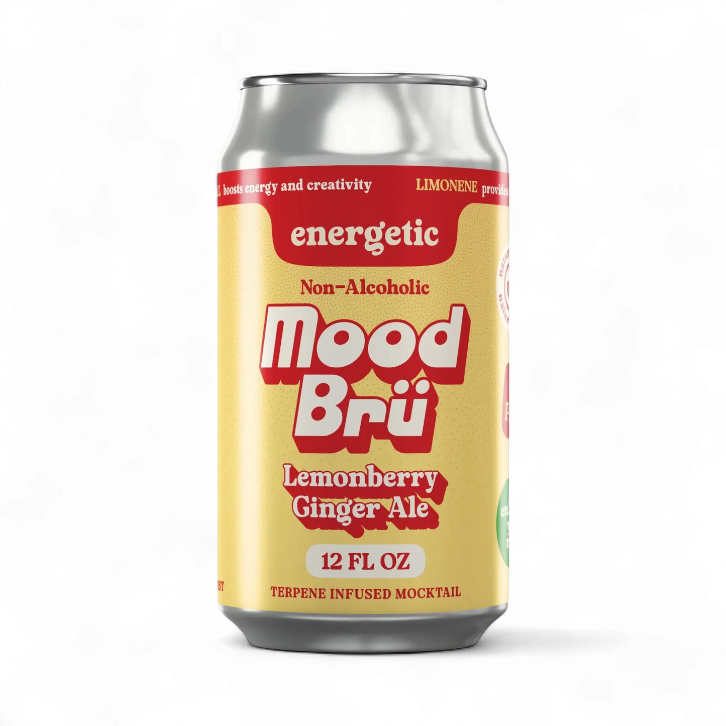 Mood Bru lemonberry ginger ale can on a white background