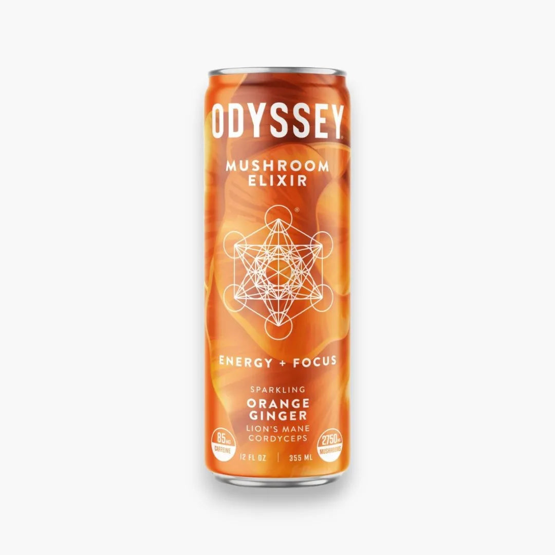 Can of Odyssey Mushroom Elixir on a white background