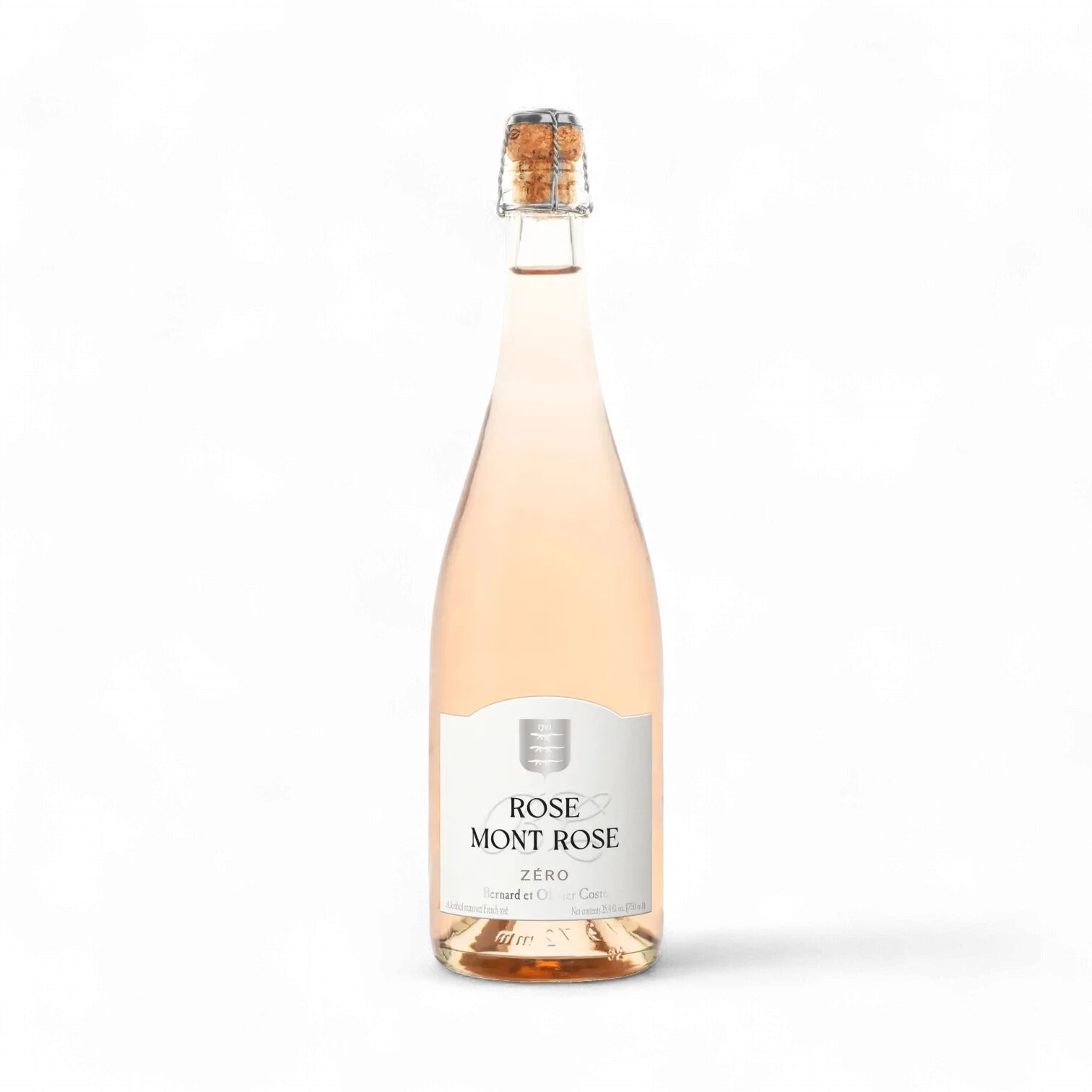 Bottle of Rose Mont Rose wine on a white background