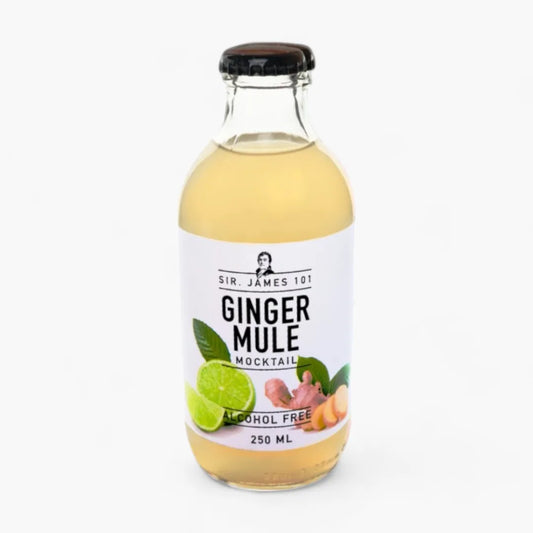 Bottle of Sir James 101 Ginger Mule Mocktail on a white background