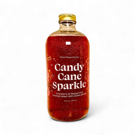Bottle of Candy Cane Sparkle cocktail mixer on a white background