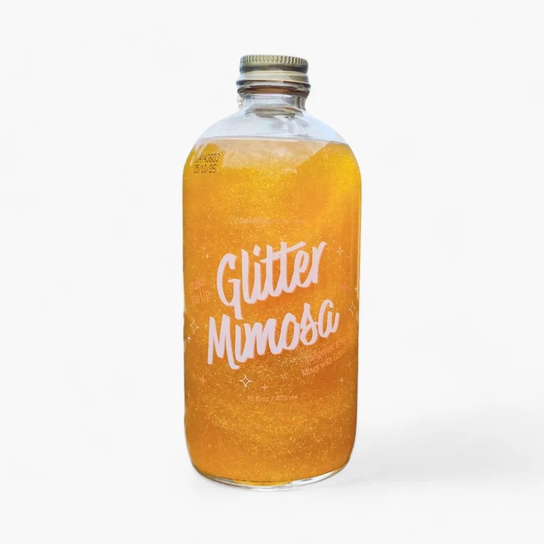 Bottle of 'Glitter Mimosa' on a white background