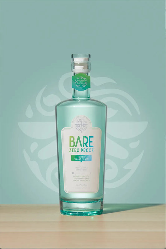 Bare Zero Proof bottle on a light green background