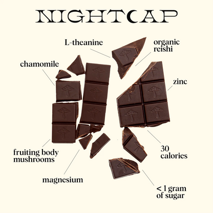 Chocolate bars labeled with health benefits on a white background