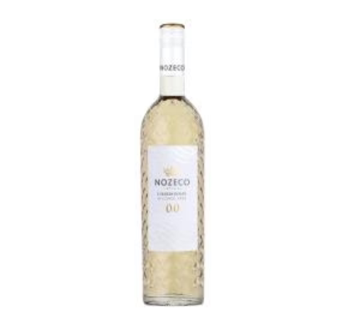Bottle of Nozeco NA white wine on a white background
