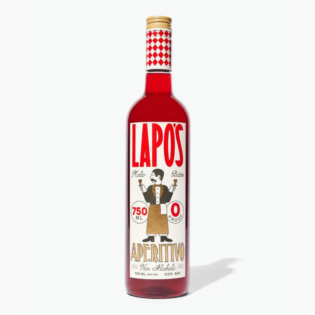 Bottle of Lapo's aperitivo on a white background