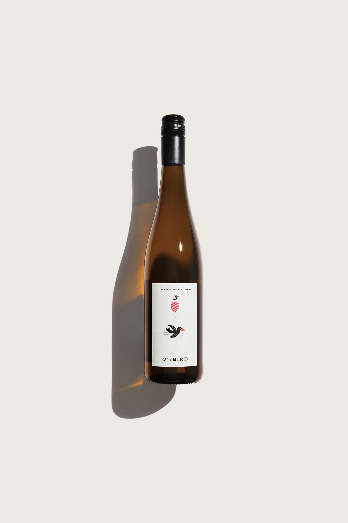 Wine bottle with a label on a light background