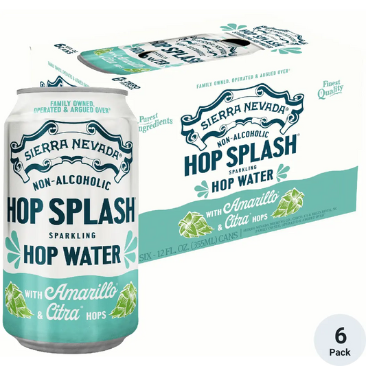 Sierra Nevada Non-Alcoholic Hop Splash Hop Water can and packaging on a white background