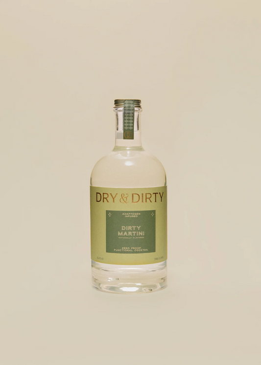 Bottle of Dry & Dirty on a beige background
