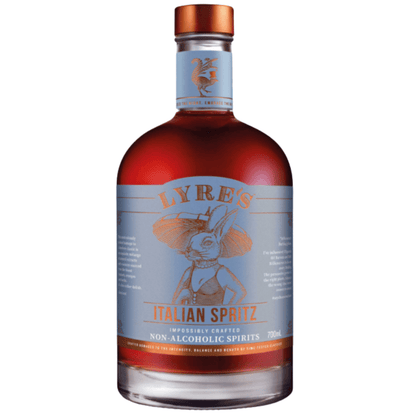 Bottle of Lyre's Italian Spritz non-alcoholic spirits on a white background