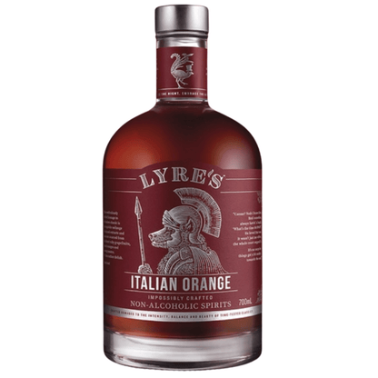 Lyre's Italian Orange non-alcoholic spirits bottle on a white background