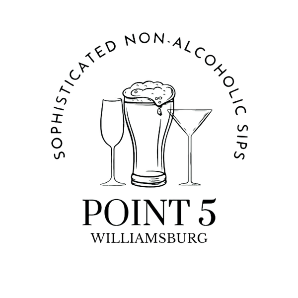 Logo for Point 5 Williamsburg, featuring non-alcoholic drink illustrations on a white background.