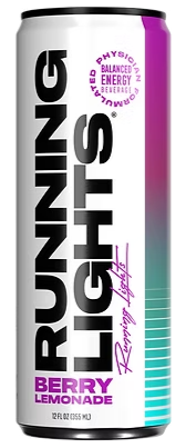 Running Lights Berry Lemonade energy drink can on a white background